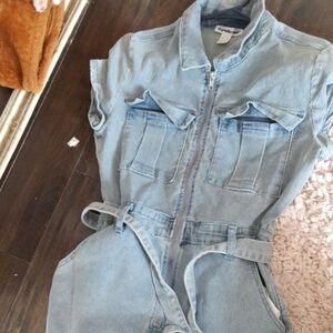 Charlotte Russe Light Blue Denim Jumpsuit